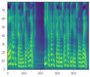 An example mel-spectrogram. Note a region of lower energy after around 130 time units, which corresponds to a pause in the sound wave.